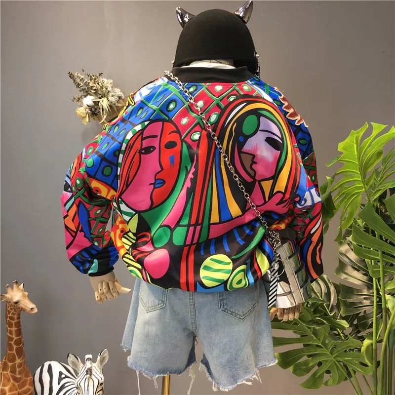 Spring autumn Women Harajuku Graffiti embroidery baseball Jacket Coat Mori girl loose Cartoon cat Hit color Thin jacket student
Spring autumn Women Harajuku Graffiti embroidery baseball Jacket Coat Mori girl loose Cartoon cat Hit color Thin jacket student