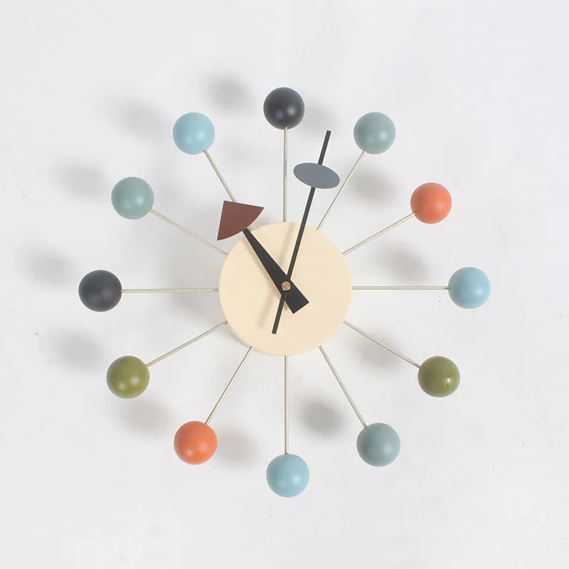 

Wooden Balls Wall Clock Modern Design Living Room Decoration Creative Art Candy Clocks Wall Watch Home Decor Silent 12 inch