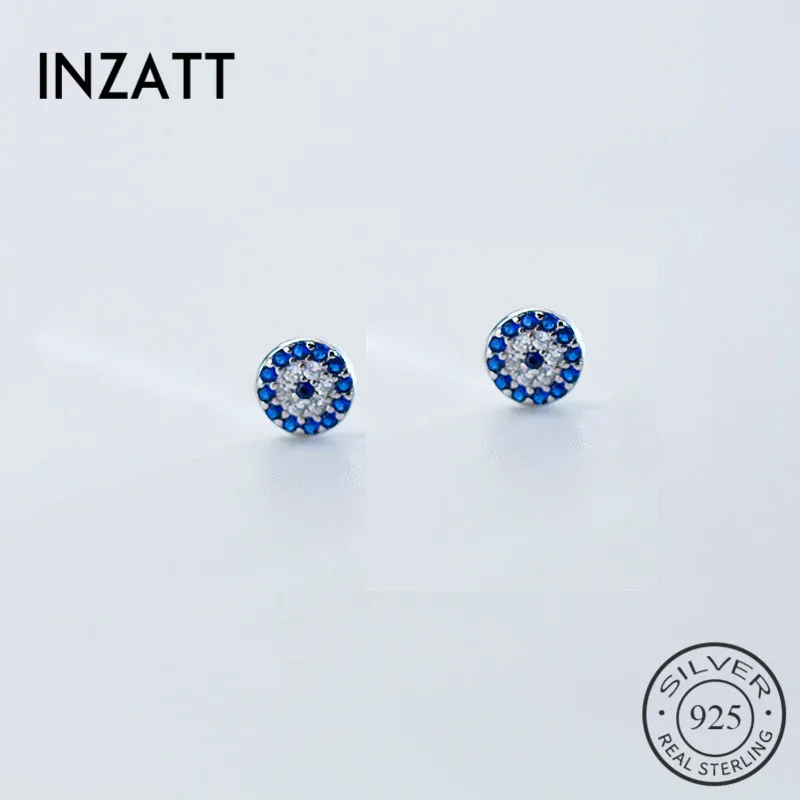 INZATT Personality Full Zircon Round Stud Earrings real 925 Sterling Silver Talisman Blue Eyes Gold Color Fashion Jewelry gift 
INZATT Personality Full Zircon Round Stud Earrings real 925 Sterling Silver Talisman Blue Eyes Gold Color Fashion Jewelry gift