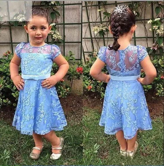 New Coming Blue Lace Princess Dress with Belt Cap Sleeves Sheer Neck Flower Girl Dress For Special Occasion Girls Formal Wears
New Coming Blue Lace Princess Dress with Belt Cap Sleeves Sheer Neck Flower Girl Dress For Special Occasion Girls Formal Wears