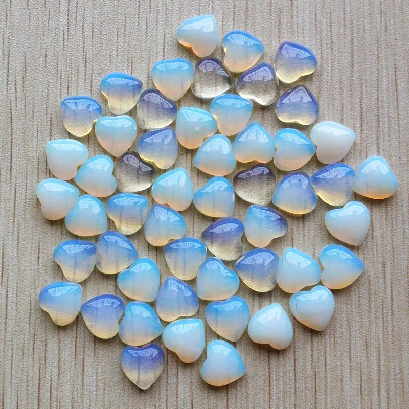 

Wholesale 50pcs/lot Fashion hot sell good quality opal stone heart shape cab cabochons beads for jewelry making 10mm free