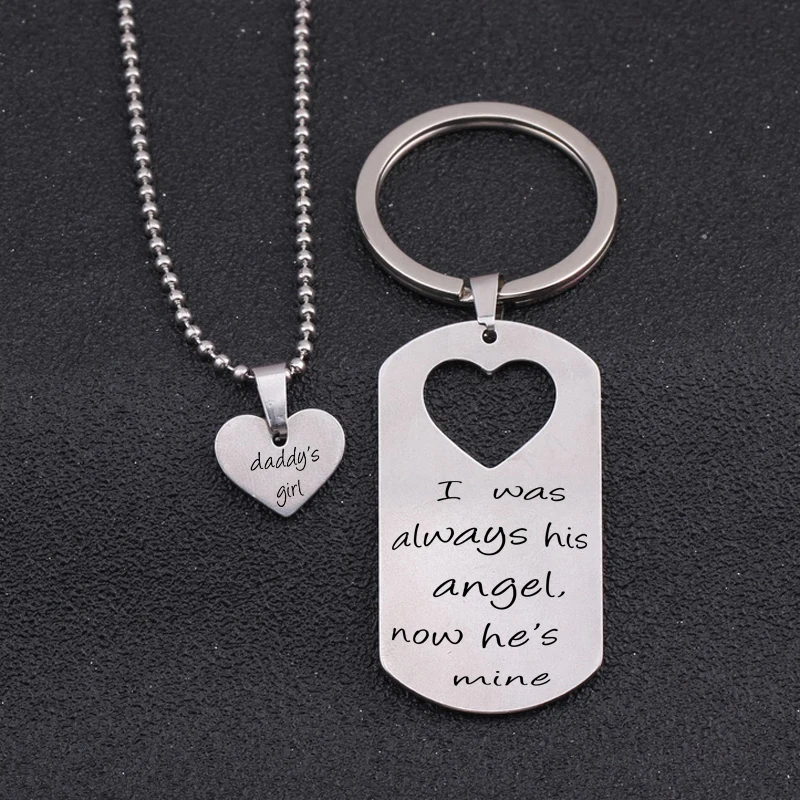 1 Set Stainless Steel Necklace & Key Chain DAD LOSS Souvenir For Girl Memorial Jewelry Heart Shape "Daddy's Girl""I was..."
1 Set Stainless Steel Necklace & Key Chain DAD LOSS Souvenir For Girl Memorial Jewelry Heart Shape "Daddy's Girl""I was..."