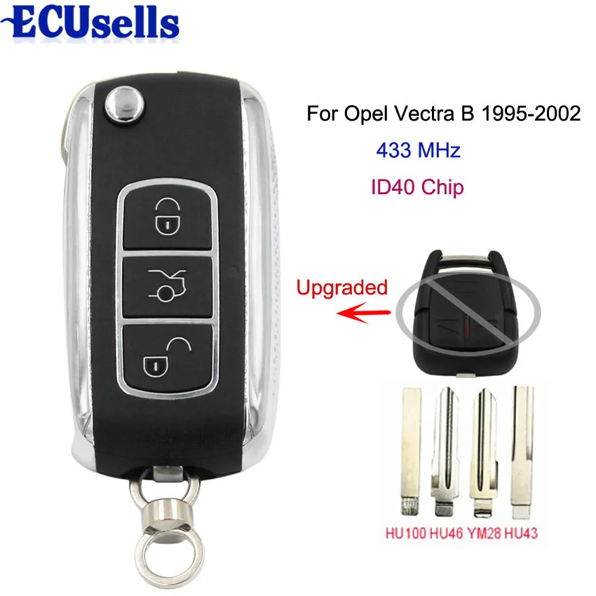Upgraded Flip Remote Car Key Fob 3 Button 433MHz With ID40 Chip for Opel Vectra B 1995-2002 / Omega 2003
Upgraded Flip Remote Car Key Fob 3 Button 433MHz With ID40 Chip for Opel Vectra B 1995-2002 / Omega 2003