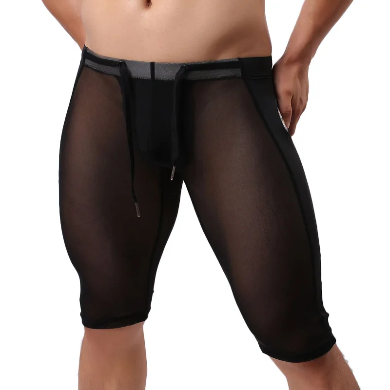 Пикантные мужские шорты прозрачная сетка облегающие короткие брюки для фитнеса