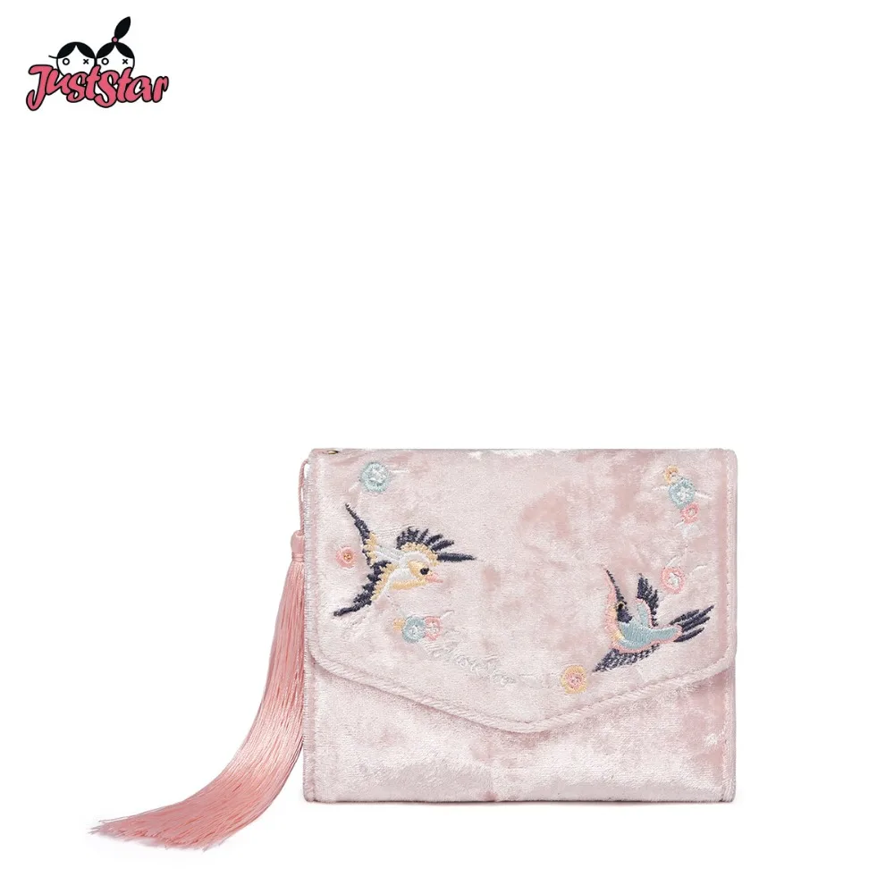 JUST STAR Women's Velour Wallets Ladies Chinese Style Embroidery Flying Bird Short Purse Female Tassel Wallet Gift Box Package
JUST STAR Women's Velour Wallets Ladies Chinese Style Embroidery Flying Bird Short Purse Female Tassel Wallet Gift Box Package