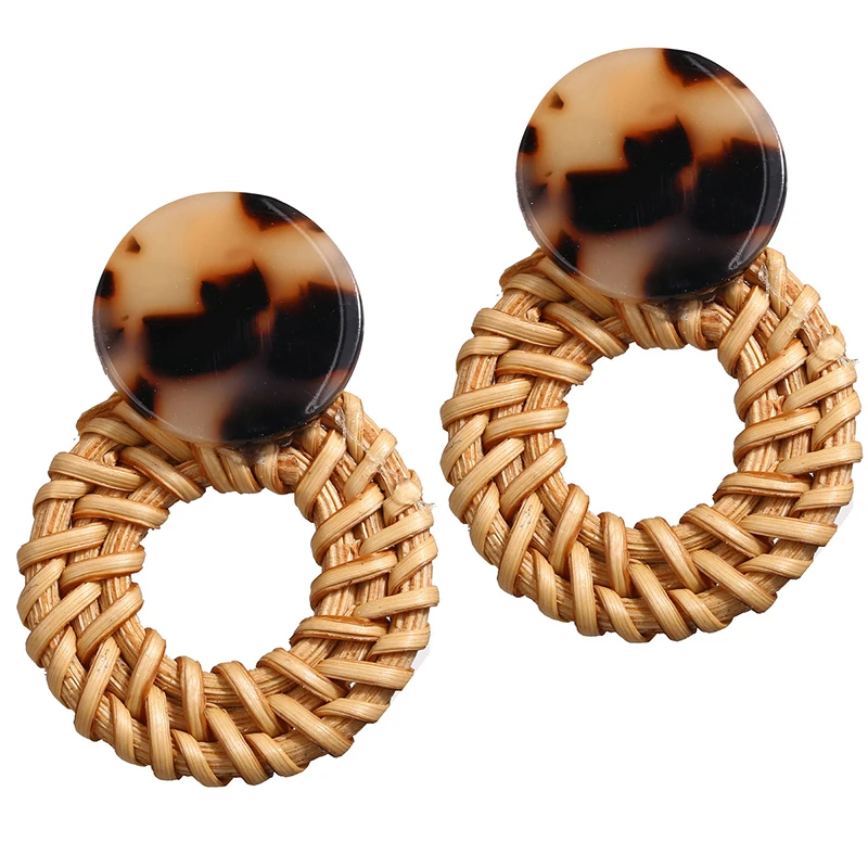 Handmade Acrylic Sequin Rattan Knit Statement Earrings Women Elegant Wooden Big Round Straw Weaving Stud Earring Jewelry 1E1096
Handmade Acrylic Sequin Rattan Knit Statement Earrings Women Elegant Wooden Big Round Straw Weaving Stud Earring Jewelry 1E1096