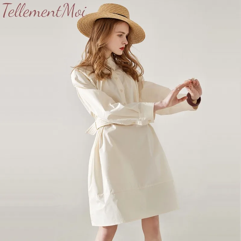 Women's Shirt Dress With Belt Streetwear Turn-down Collar Long Sleeve Dresses Elegant Casual Loose Button Solid Short Dress 2019
Women's Shirt Dress With Belt Streetwear Turn-down Collar Long Sleeve Dresses Elegant Casual Loose Button Solid Short Dress 2019