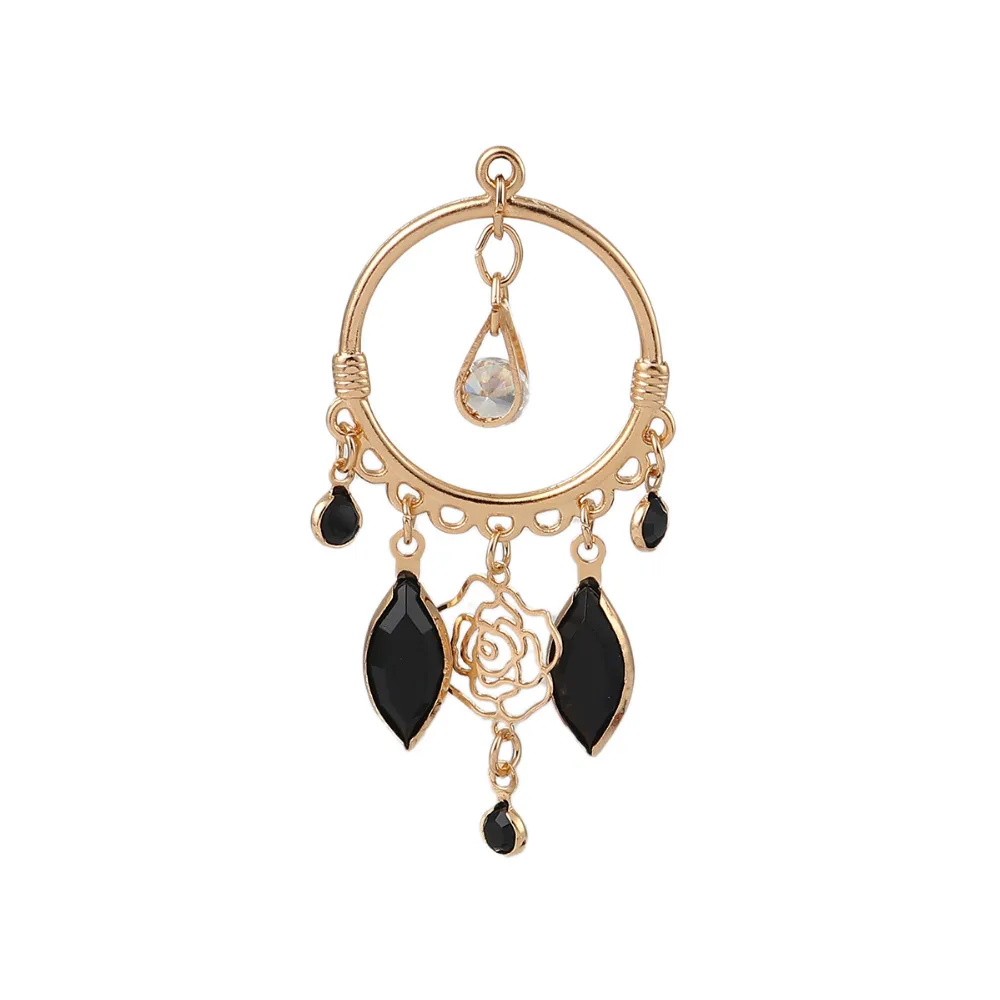 DoreenBeads медные Подвески кисточка Золотое круглое кольцо розовый цветок маркиза