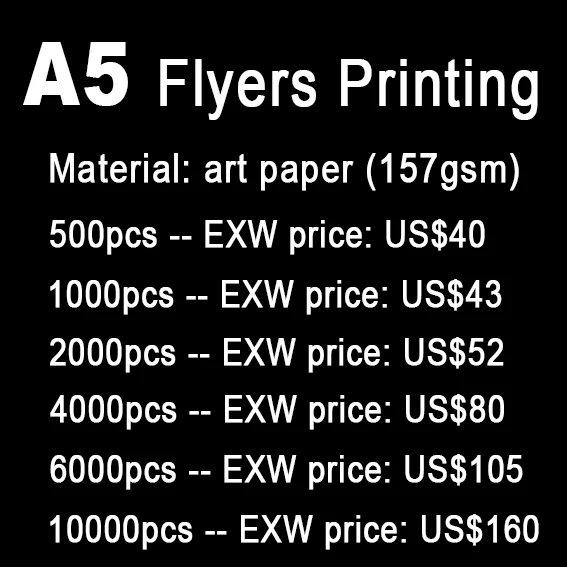A5 flyers printing, print A5 leaflets, paper printing, full color, print both sides
A5 flyers printing, print A5 leaflets, paper printing, full color, print both sides