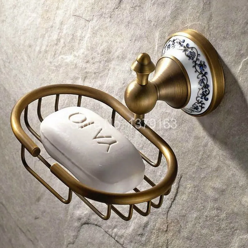 Bathroom Accessory Ceramic Flower pattern Vintage retro Antique Brass Wall Mounted Bathroom Soap Basket Dish Holder aba409
Bathroom Accessory Ceramic Flower pattern Vintage retro Antique Brass Wall Mounted Bathroom Soap Basket Dish Holder aba409