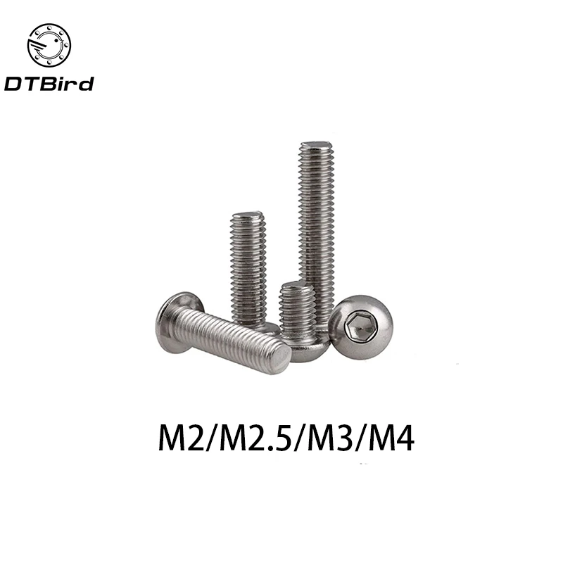 50Pcs M2 M2.5 M3 M4 ISO7380 A2-70 Stainless Steel 304 Round Head Screws Mushroom Hexagon HEX Socket Button Head Bolt
50Pcs M2 M2.5 M3 M4 ISO7380 A2-70 Stainless Steel 304 Round Head Screws Mushroom Hexagon HEX Socket Button Head Bolt