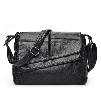Flap Hand Bag Soft Washed Artificial Leather Women Messenger Bag Lady Shoulder Bag Small Female Black Handbag
Flap Hand Bag Soft Washed Artificial Leather Women Messenger Bag Lady Shoulder Bag Small Female Black Handbag