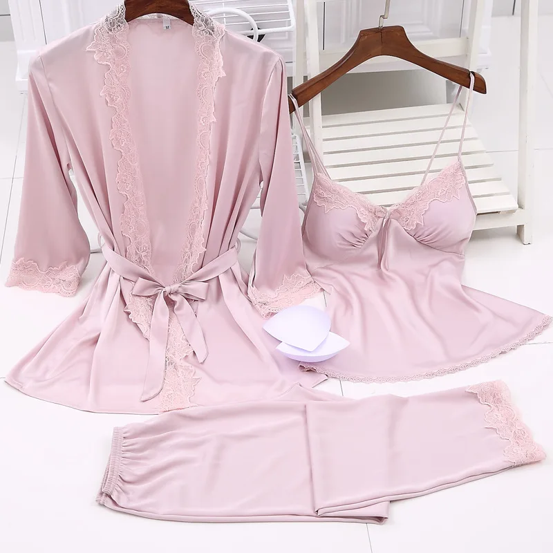Spring NEW Ladies Cami+Robe+Pants 3PCS Sleepwear Rayon Nightwear Lace Trim Pajamas Pijama Set Lounge Home Clothes M L XL XXL
Spring NEW Ladies Cami+Robe+Pants 3PCS Sleepwear Rayon Nightwear Lace Trim Pajamas Pijama Set Lounge Home Clothes M L XL XXL