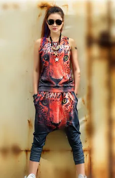 2018 New Women Sets Hip Hop Dance Clothes 2 Piece Set Harajuku 3D Printed Lion Tank Vest and Harem Pants
2018 New Women Sets Hip Hop Dance Clothes 2 Piece Set Harajuku 3D Printed Lion Tank Vest and Harem Pants