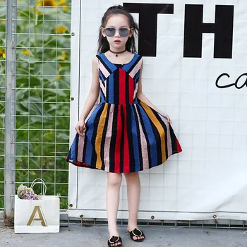 Girls Casual Colorful Striped Dress Princess Summer Sleeveless School Sundress Children A-Line Loose Short Dresses AA51756
Girls Casual Colorful Striped Dress Princess Summer Sleeveless School Sundress Children A-Line Loose Short Dresses AA51756