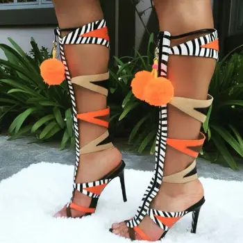 Stylish Sandal Boots Ball Decor Zip Stripe Pattern Sexy Gladiator Sandals Cut Out Open Toe High Heel Woman Summer Boots
Stylish Sandal Boots Ball Decor Zip Stripe Pattern Sexy Gladiator Sandals Cut Out Open Toe High Heel Woman Summer Boots