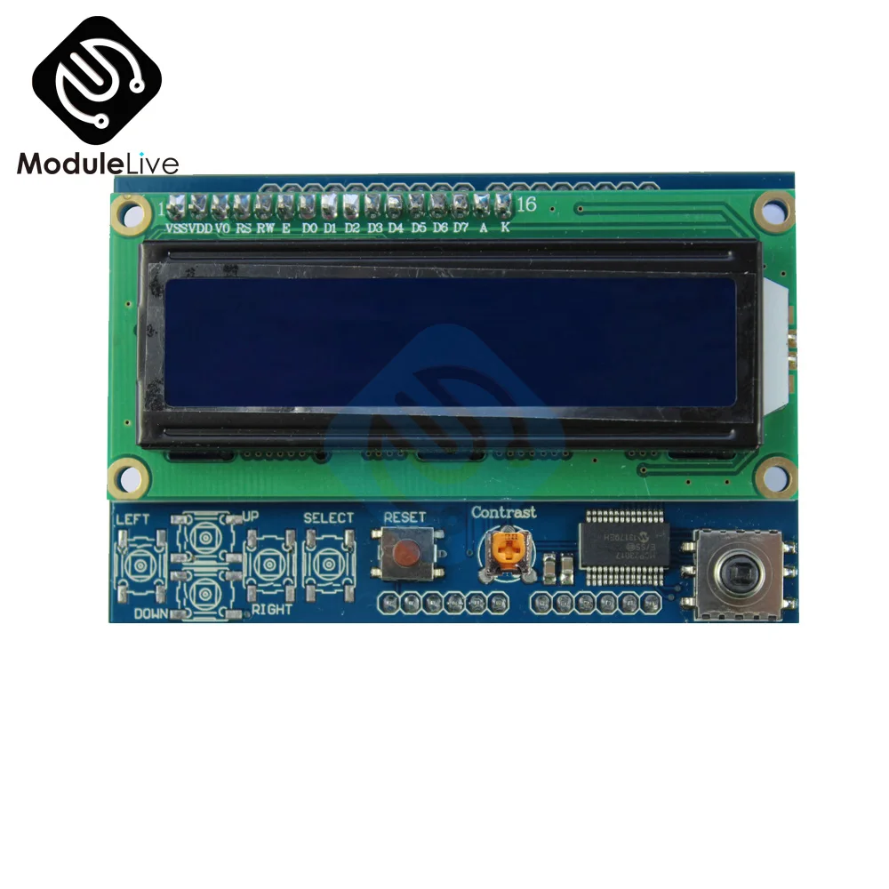 Яркость Регулируемая 1602 LCD Shiled IIC I2C MCP23017 5 Клавиатура 16x2 символ ЖК дисплей модуль