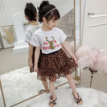 Summer girls 2 pcs set baby tee shirt + chiffon skirt kids suit children clothes der letter print leopard layered 4 to 12 yrs
Summer girls 2 pcs set baby tee shirt + chiffon skirt kids suit children clothes der letter print leopard layered 4 to 12 yrs