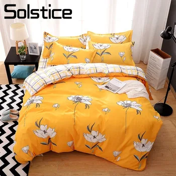 Solstice Home Textile Single Double Bedding Suit Yellow Flower Duvet Cover Pillowcase Plaid Sheet Woman Adult Teen Bed Linen Set
Solstice Home Textile Single Double Bedding Suit Yellow Flower Duvet Cover Pillowcase Plaid Sheet Woman Adult Teen Bed Linen Set