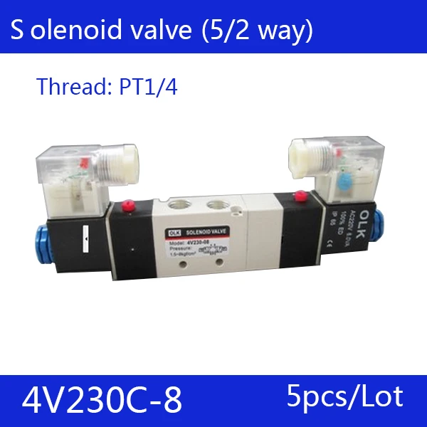 5PCS Free Shipping 1/4" 2 Position 5 Port Air Solenoid Valves 4V230C-08 Pneumatic Control Valve , DC24v AC36v AC110v 220v 380v
5PCS Free Shipping 1/4" 2 Position 5 Port Air Solenoid Valves 4V230C-08 Pneumatic Control Valve , DC24v AC36v AC110v 220v 380v