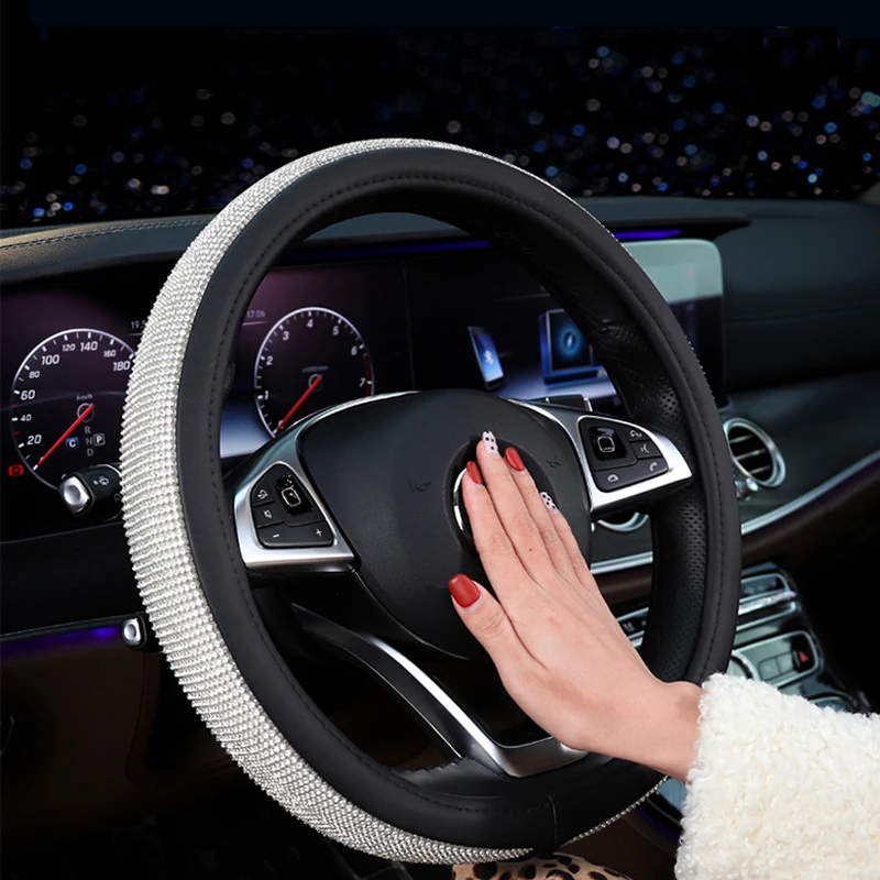 Car Steering Wheel Cover Cap 38cm Leather Rhinestone Diamond Cars Steering Wheel Covers For Women Girls Car-styling Accessories
Car Steering Wheel Cover Cap 38cm Leather Rhinestone Diamond Cars Steering Wheel Covers For Women Girls Car-styling Accessories