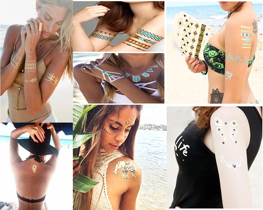 FGHGF Golden Metal Tattoo Sticker Creative Pattern Butterfly Woman Love Woman Henna DIY Body Art Waterproof Tattoo 120 sheets
FGHGF Golden Metal Tattoo Sticker Creative Pattern Butterfly Woman Love Woman Henna DIY Body Art Waterproof Tattoo 120 sheets
