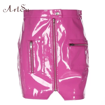 ArtSu Kawaii Sexy Pink PU Faux Leather Skirt Fashion Zippers High Waist Bodycon Pencil Skirts Short Mini Saias Lolita ASSK20148
ArtSu Kawaii Sexy Pink PU Faux Leather Skirt Fashion Zippers High Waist Bodycon Pencil Skirts Short Mini Saias Lolita ASSK20148