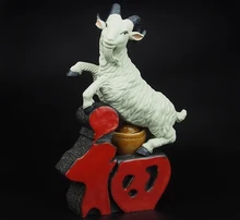 סין חרס Wucai פורצלן אמנות קישוט פו מזלות Yuanbao כבשים עיזים פסל(China)