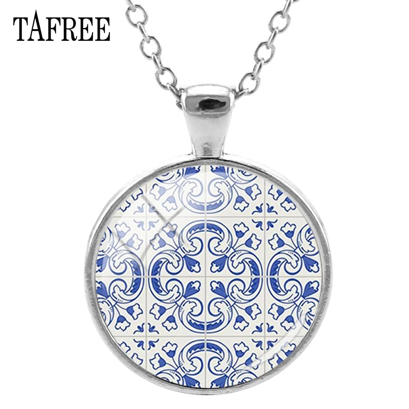 TAFREE Blue Azulejo Portugues Pendants Necklace Handcrafted Glass Dome Classic Statement Necklaces Men Women Girls Jewelry AP55
TAFREE Blue Azulejo Portugues Pendants Necklace Handcrafted Glass Dome Classic Statement Necklaces Men Women Girls Jewelry AP55