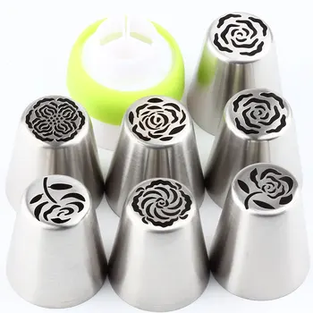Rose Russian Pastry 8Pcs/Set Icing Cream Cake Ping Nozzles Stainless Steel Tips Kitchen Accessories Dessert Decorating Tools
Rose Russian Pastry 8Pcs/Set Icing Cream Cake Ping Nozzles Stainless Steel Tips Kitchen Accessories Dessert Decorating Tools