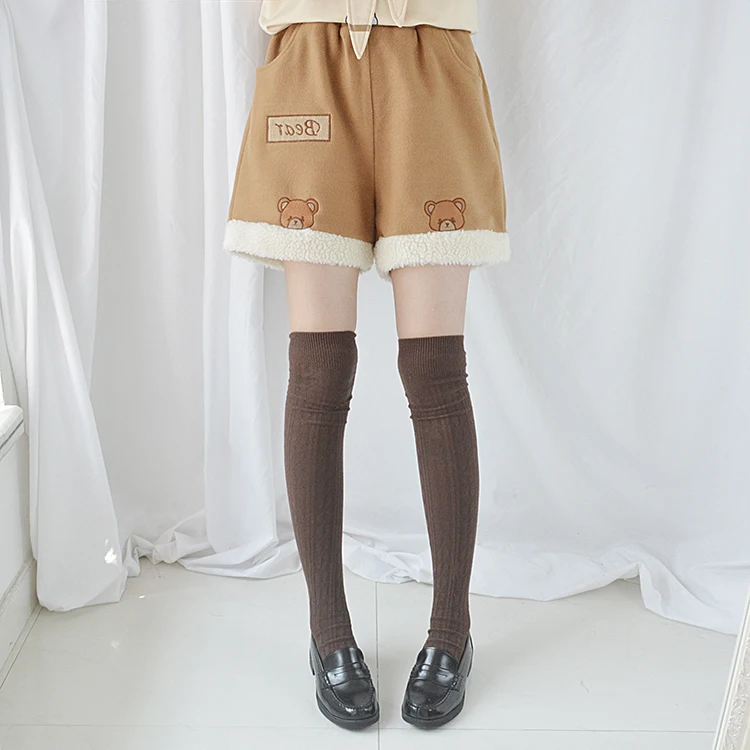 Cute Bear Winter Autumn Women's Shorts Warm Fluffy Cashmere Trim Thick Shorts wth Pockets Khaki & Navy Blue
Cute Bear Winter Autumn Women's Shorts Warm Fluffy Cashmere Trim Thick Shorts wth Pockets Khaki & Navy Blue