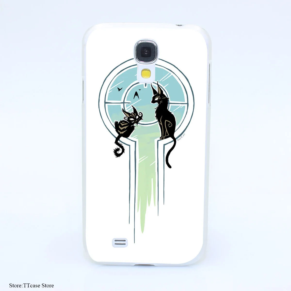 4075CA Window Cats Hard Transparent font b Case b font Cover for Galaxy S2 S3 S4