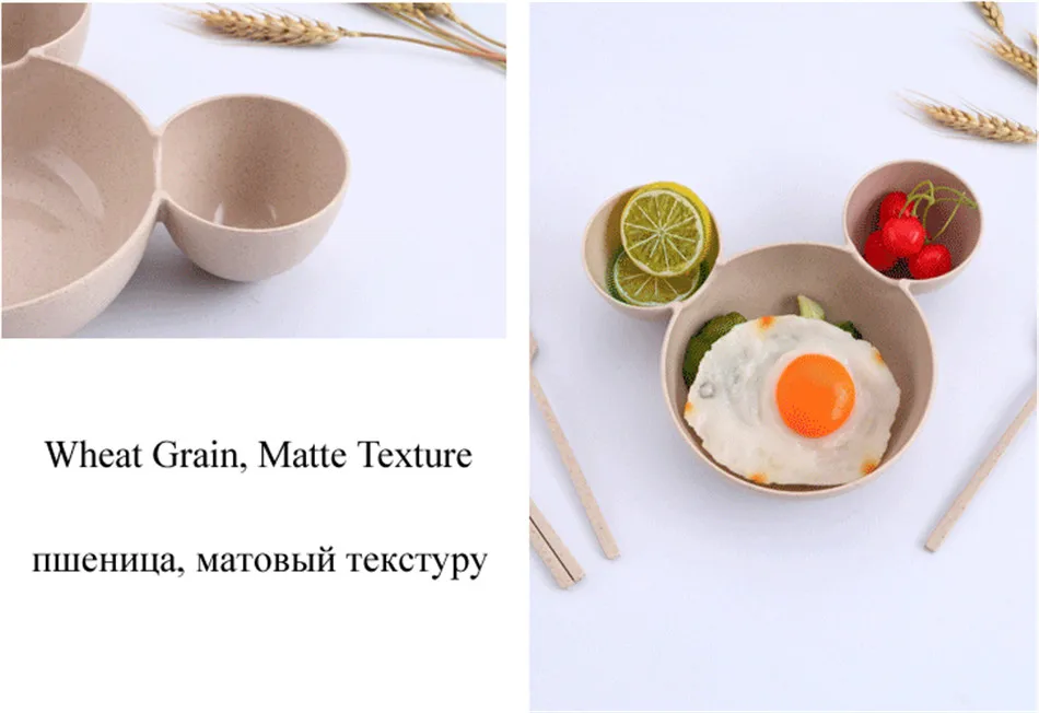 Children Baby Bowl Mickey Cute Dinner Tray Baby Dishes Fruit Plate Ear 3D Cartoon Style Feeding Bowl Tableware Healthy BPA Free (6)