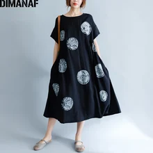 DIMANAF Women Summer Dress Big Size Cotton Linen Casual Soft Style Black Polka Dot Oversized Loose Female Sundress Clothing 2018
DIMANAF Women Summer Dress Big Size Cotton Linen Casual Soft Style Black Polka Dot Oversized Loose Female Sundress Clothing 2018