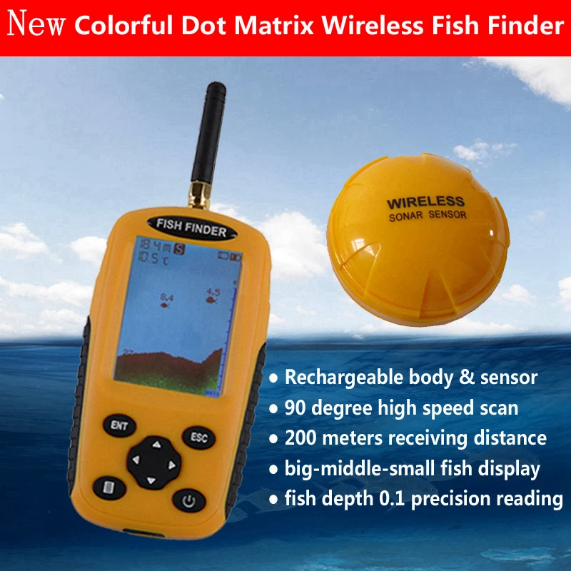 Upgraded Smart Portable Depth Fish Finder with 200 M Wireless Sonar Sensor Echo Sounder Fishfinder for Lake Sea Fishing Finder
Upgraded Smart Portable Depth Fish Finder with 200 M Wireless Sonar Sensor Echo Sounder Fishfinder for Lake Sea Fishing Finder