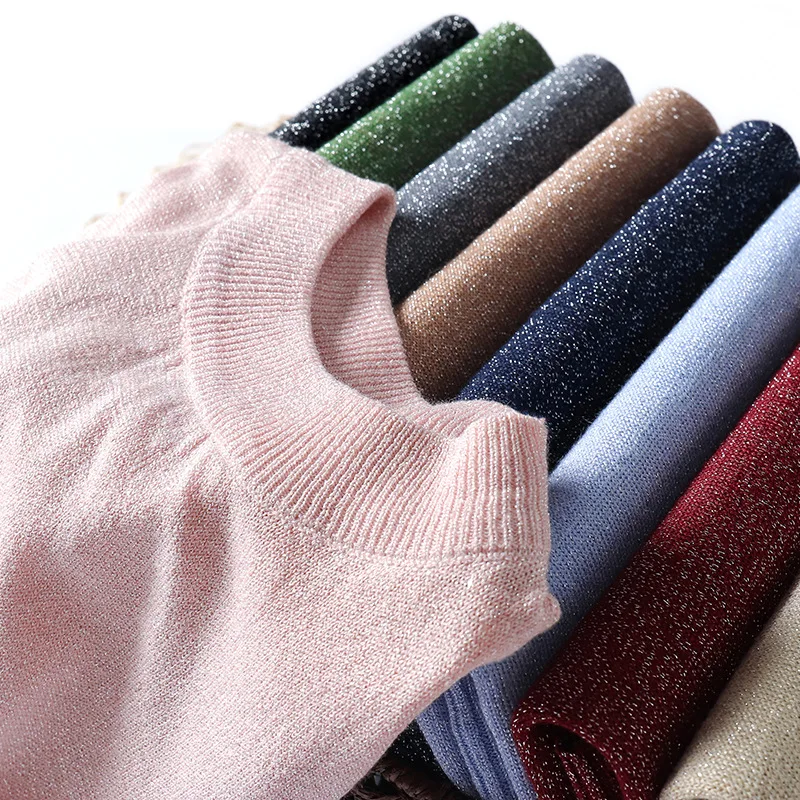 Summer Bright Shinning Tops Women Basic T-Shirt Round Neck Solid Color Sequin Tees Fashion Female Knitted Short Sleeve T Shirt
Summer Bright Shinning Tops Women Basic T-Shirt Round Neck Solid Color Sequin Tees Fashion Female Knitted Short Sleeve T Shirt