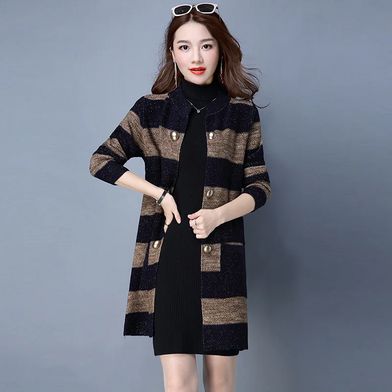 Winter clothes women sweater women's jacket new style sweater outside the thick striped cardigan in the long female coat
Winter clothes women sweater women's jacket new style sweater outside the thick striped cardigan in the long female coat