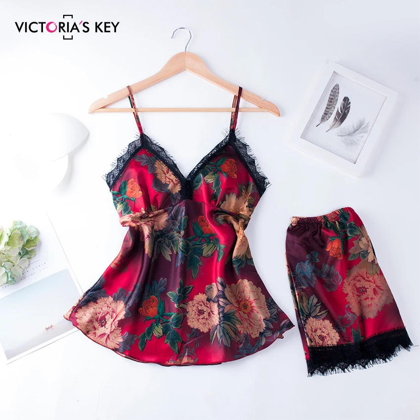 Suphis Lace Satin Pajama Set Women Floral Print Night Suits Silk 2019 Summer Pajama Set Home Wear Clothes Sexy Sleepwear
Suphis Lace Satin Pajama Set Women Floral Print Night Suits Silk 2019 Summer Pajama Set Home Wear Clothes Sexy Sleepwear