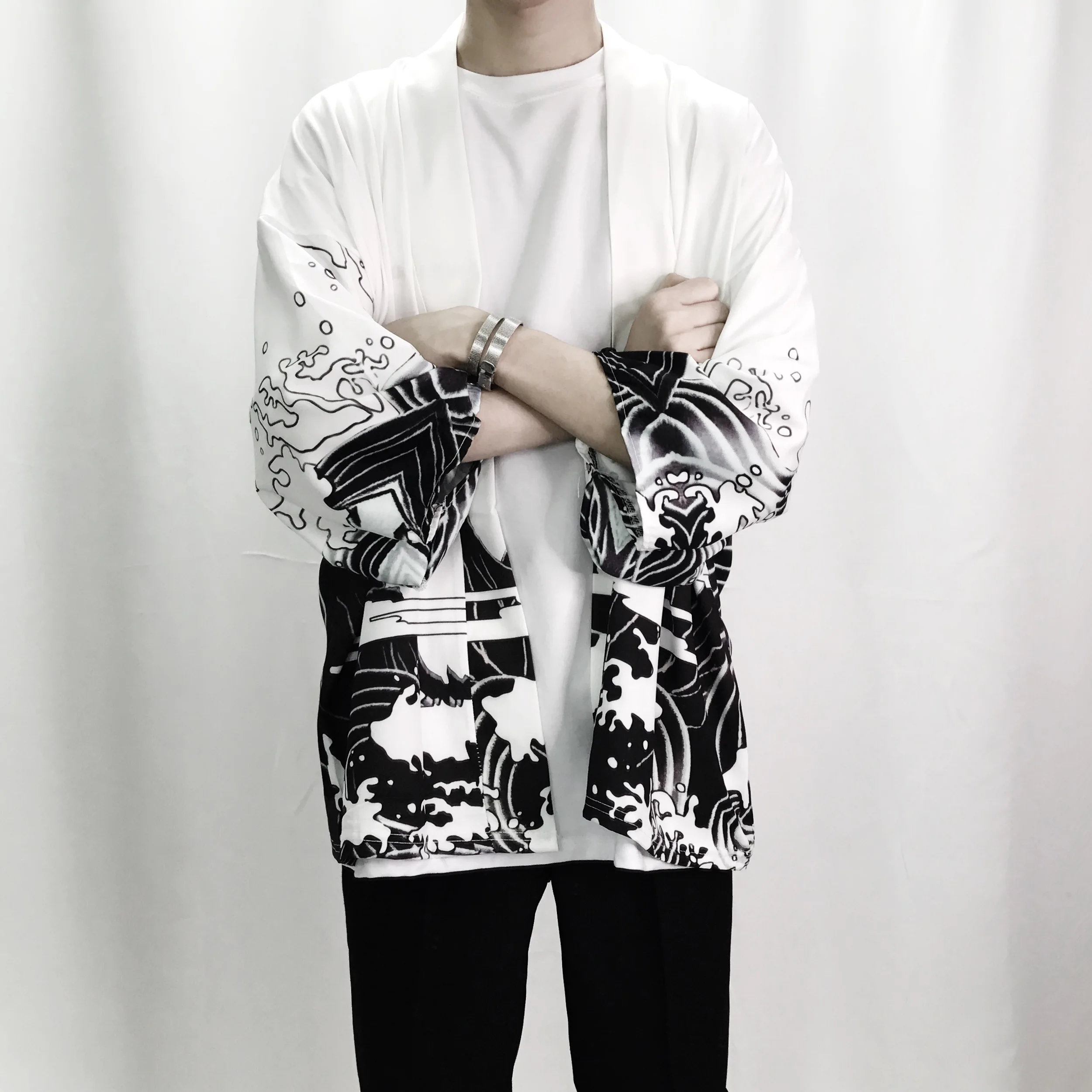 Mens Kimono Japanese Clothes Streetwear Casual Man Kimonos Jackets