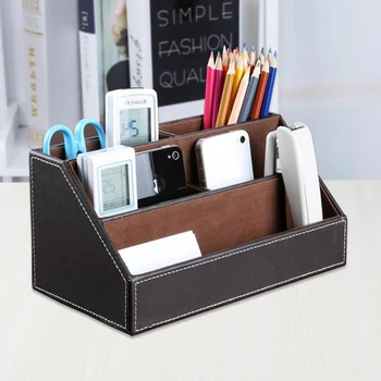 PU Leather Office Desk Storage Box for Pen Pencil Mobie Phone, Business Card, Remote Control, 5 Compartment Desktop Organizer
PU Leather Office Desk Storage Box for Pen Pencil Mobie Phone, Business Card, Remote Control, 5 Compartment Desktop Organizer
