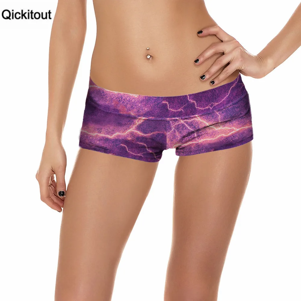 

Qickitout Shorts 2016 Summer Fashion New Fitness Shorts Elasticity Shorts Women Sexy Lightning Digtal Print Plus size