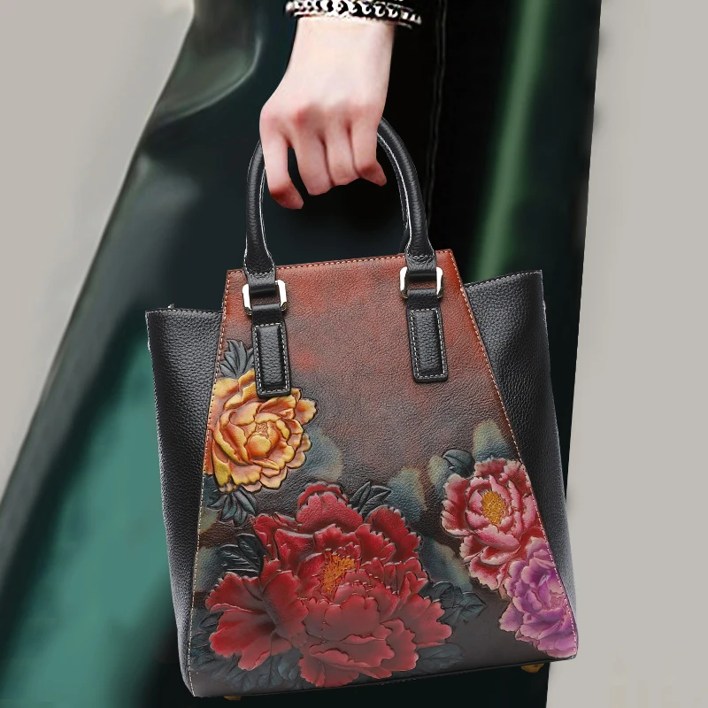 National Style Women Noble Handbag Genuine Leather Cow Leather Flower Top-handle Bag Female Handle Bags Shoulder Crossbody Pack
National Style Women Noble Handbag Genuine Leather Cow Leather Flower Top-handle Bag Female Handle Bags Shoulder Crossbody Pack