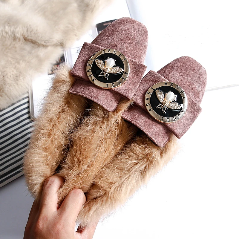 Women Fur Loafers Natural Rabbit Furry Suede Flats Bee Slip On Warm Winter Plush Insole Shoes Big EuroSize 33-43
Women Fur Loafers Natural Rabbit Furry Suede Flats Bee Slip On Warm Winter Plush Insole Shoes Big EuroSize 33-43