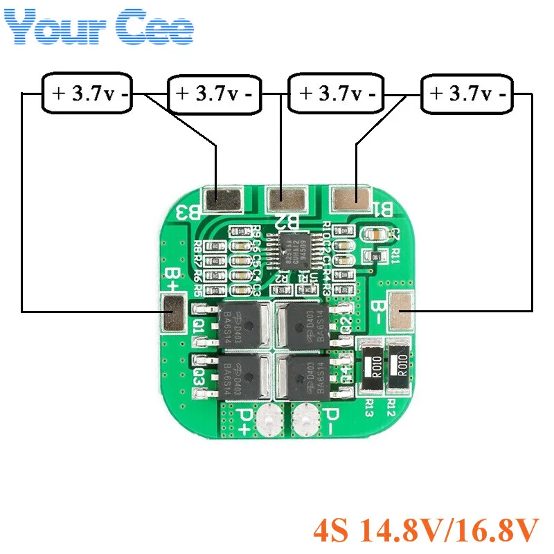 4S 14.8V 16.8V Protection Board Li-ion Lithium Battery 18650 Charger PCB BMS PCM Charging Board 10A
4S 14.8V 16.8V Protection Board Li-ion Lithium Battery 18650 Charger PCB BMS PCM Charging Board 10A
