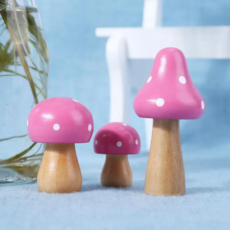 3 шт./компл. Мини Деревянный грибной орнамент DIY Поделки настольные украшения