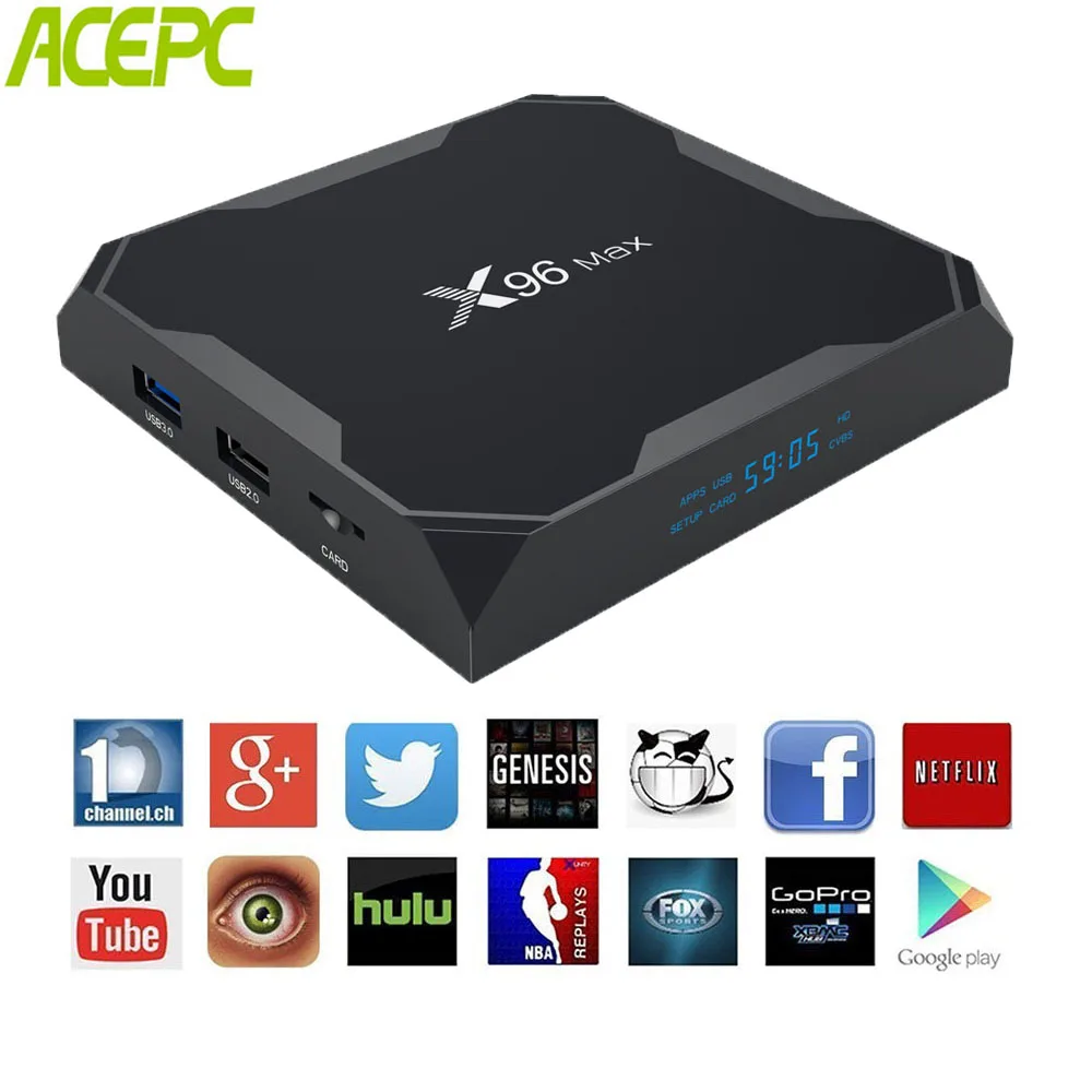 X96 Max TV BOX Android 8.1 Amlogic S905X2 Quad Core LPDDR4 4GB 64GB 2.4G/5.8GHz Wifi BT 1000M H.265 4K X96Max Set-Top Box
X96 Max TV BOX Android 8.1 Amlogic S905X2 Quad Core LPDDR4 4GB 64GB 2.4G/5.8GHz Wifi BT 1000M H.265 4K X96Max Set-Top Box