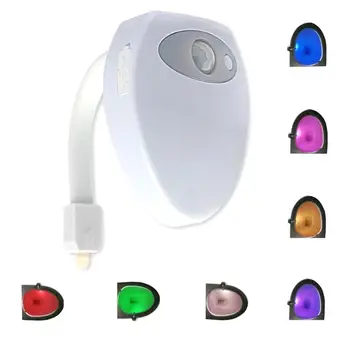 

Smart PIR Motion Sensor Toilet Seat Night Light 8 Colors Changeable LED Backlight Body Motion Toilet Bowl WC Night Light