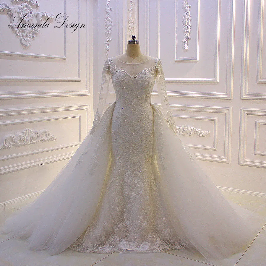 Amanda Design abendkleider Full Sleeve Lace Applique Pearls Mermaid Wedding Dress with Detachable Skirt 2019
Amanda Design abendkleider Full Sleeve Lace Applique Pearls Mermaid Wedding Dress with Detachable Skirt 2019