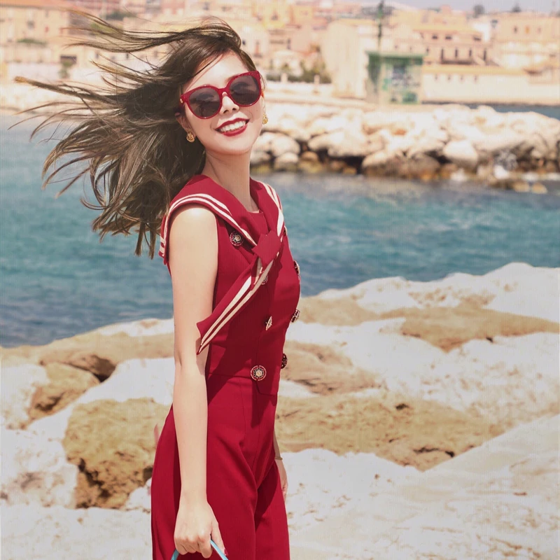 LYNETTE'S CHINOISERIE Summer New Women England Vintage Slim Tailor Collar Exquisite Buttons Sicilian Long Red Sleeveless Dresses
LYNETTE'S CHINOISERIE Summer New Women England Vintage Slim Tailor Collar Exquisite Buttons Sicilian Long Red Sleeveless Dresses