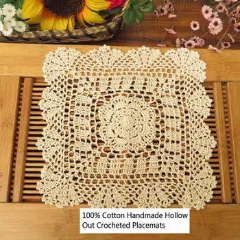 Set of 4 100% Cotton Handmade Crocheted Hollow Out Design Ellipse Square Table Placemat Tabletop Decoration for Wedding,Tea Pads
Set of 4 100% Cotton Handmade Crocheted Hollow Out Design Ellipse Square Table Placemat Tabletop Decoration for Wedding,Tea Pads